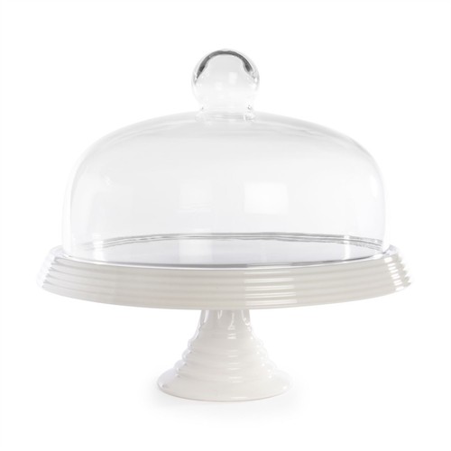Ceramic cake stand with glass - stand,