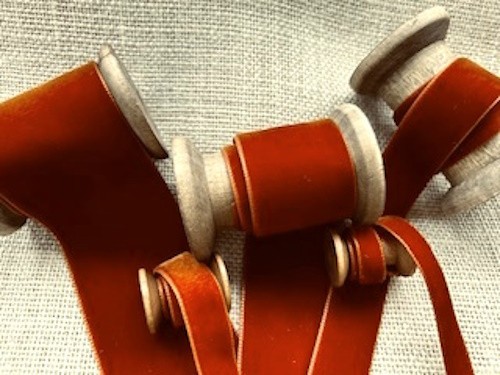 Rust velvet ribbon - velvet, by