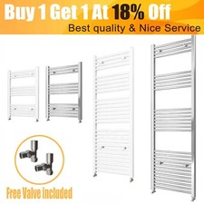 Bathroom Straight Heated Towel Rail Radiator White Chrome Free Valve included