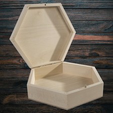 Hexagon Solid Plain Wooden Box