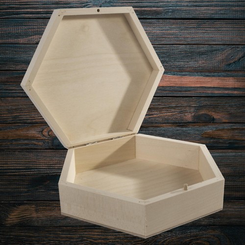 Hexagon solid plain wooden - solid, box
