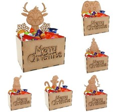 Christmas Treat Box Hamper Chocolate Gift Fillable Craft Kit DIY MDF Wooden box 