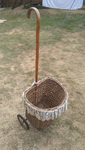 Wicker shopping trolley - wicker,
