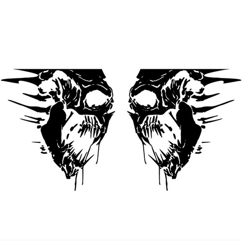 2pcs black skull vinyl - black,