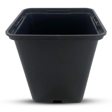 9cm Rigid Square Plant Pots Strong Heavyweight Black Plastic Seed Flower Pot