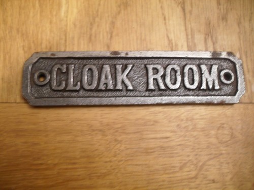 Cast iron cloakroom sign - cast,