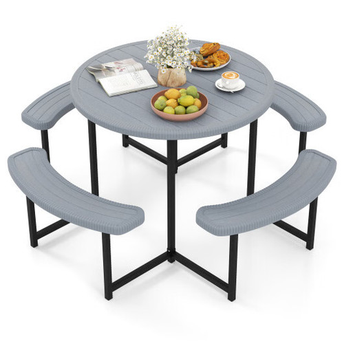 Round picnic table bench set - round,