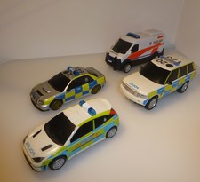 3 SCALEXTRIC POLICE CARS inc RANGE ROVER SUBARU & FOCUS & A SLOT CAR AMBULANCE