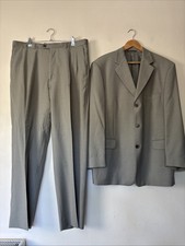 Mens Jaeger Grey Wool Suit Jacket 46’ R Trousers W36 L29 