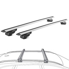 Aerodynamic Roof Rack Wing Bars Silver, Fits VW Golf Estate 2013-2020 with Rails