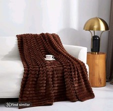 Super Soft faux Fur Ribbed Fleece Throw Blanket, Ideal for Bed, Sofa or Chair