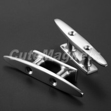 2X Boat Yacht Steel 316 Stainless 4" Flat Top Low Cleats Deck Silhouett Hardware