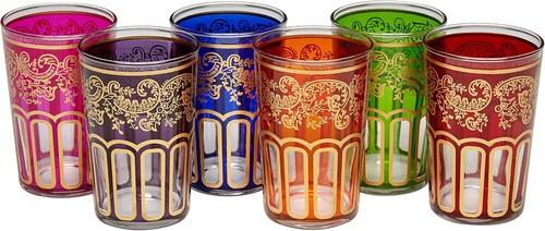 Moroccan tea glasses with - moroccan, a