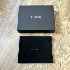 Authentic Chanel Box 18x14x5cm + Black Velvet Dust Bag Gift Wallet Purse Storage