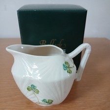 VINTAGE BOXED BELLEEK "HARP" PARIAN CHINA  CREAM  JUG MILLENIUM 2000 (SHAMROCKS)