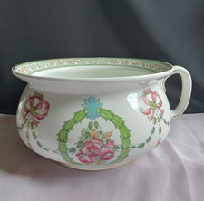 Antique Art Nouveau Chamber Pot Roses Bows Tulips Flower Garlands Signed