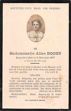 Genealogy Notice of Death Mademoiselle ALICE BODET 05 11 1917