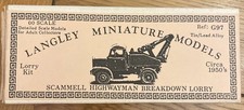 Langley Miniature Models G97 Scammell Highwayman Breakdown Lorry OO gauge kit.