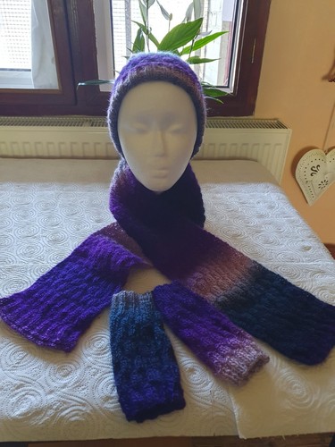 Hand knitted hat scarf - knitted, and
