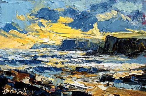Ocean cliff landscape - ocean, oil