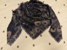 Liberty of  London Large Wool Shawl Scarf 53 x  50 in Peacock 