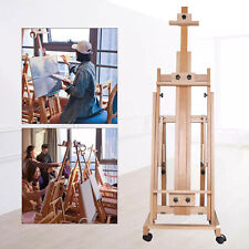 Large Heavy-Duty Studio Artist Easel H-Frame Red Beech Wood Painting Art Easel
