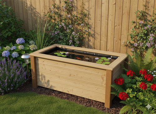 Wooden garden pond water - garden, pond/water