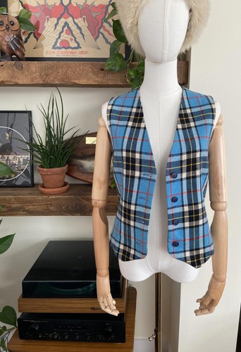 Vintage blue tartan - vintage, waistcoat