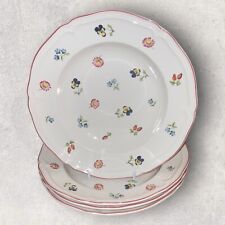 Villeroy Boch Petite Fleur 4x Rim Bowls 9” Porcelain White Floral Good Condition