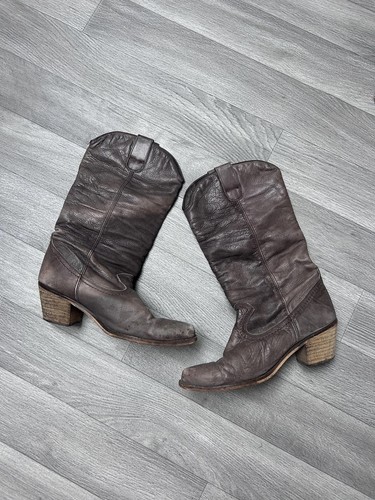 Vintage brown leather cowboy - vintage,