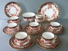 Antique Royal Crown Derby Imari 5852 Tea Set 21pc Cup Saucer Plate Jug Bowl 1899