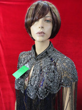 Festival Silver mix Beaded Fringe Cape, Sequin Long Tassel Shawl One Size