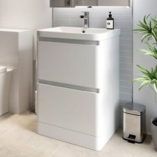 Regis Forma White Gloss Freestanding Vanity Unit with Basin - 600mm