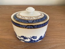 Booths Real Old Willow Lidded Sugar Bowl Oval Dish Royal Doulton Range 10.5cm