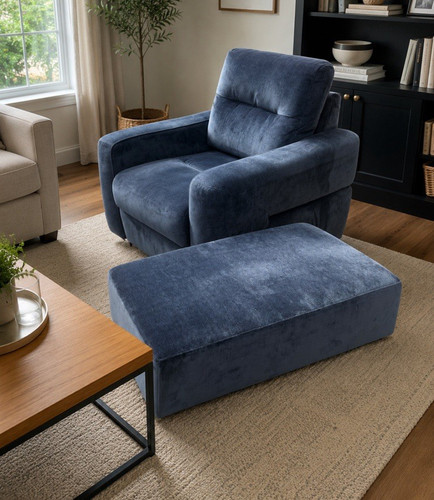 Plan blue fabric - blue, upholstered