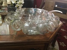 LARGE VINTAGE GLASS PUNCH BOWL