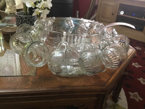 Large vintage glass punch - punch, bowl