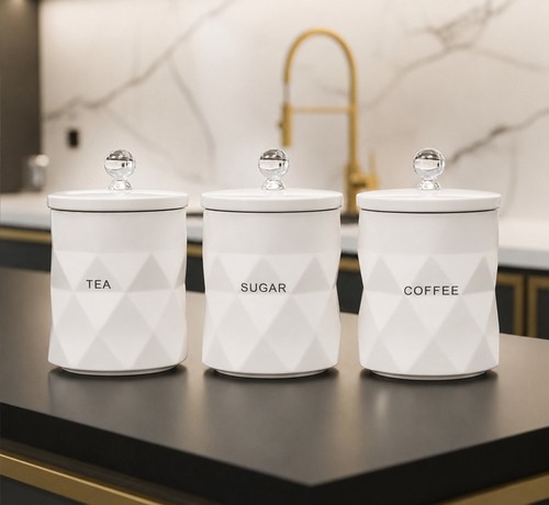 White storage canisters set - white,