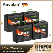 4X Battery 20Ah 12V LiFePO4 Lithium Battery Max 25Ah with BMS Motorhome Home Garden