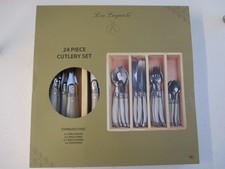 Lou Laguiole 24 Piece Cutlery Set- Quality Cutlery Set in Wooden Tray- Grey