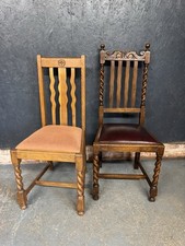 Antique Dining Chairs Harlequin Set Barley Twist Legs Pair