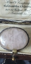 Antique Vintage Victorian 1890-s Small Rose Quartz Sterling Silver Brooch