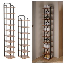 Wooden Shoe Rack Tall Storage Shelf Unit Framed Cabinet Footwear Stand Organiser