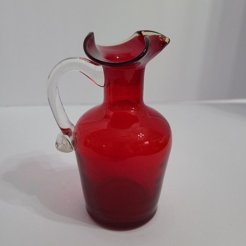 Red art glass mini pitcher - glass,
