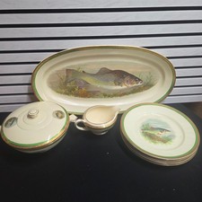 Empire Shelton Ivory |  Fish Pattern with Gold Trim Tableware Set | Vintage