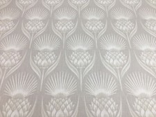 Deco Thistle Cotton  Fabric Natural Beige Grey Blind Curtain Upholstery