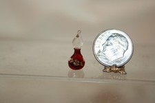 Miniature Dollhouse Handblown Ruby Glass Perfume Bottle w Flame Tip Dauber 1:12
