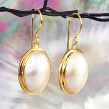 Earrings White Mabe Pearl Oval