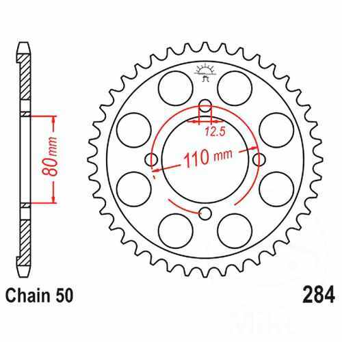 Rear sprocket tooth pitch - rear, 43
