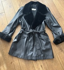 Vintage 90s Black PVC Faux Fur